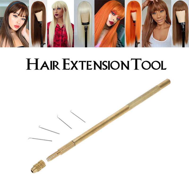 Lace Wig Needles Set Ventilating Holder with Copper Handle DIY Weaving Tools