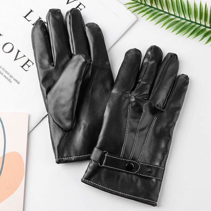 Warm Waterproof Full Finger Thicken PU Leather Gloves Touch Screen Gloves