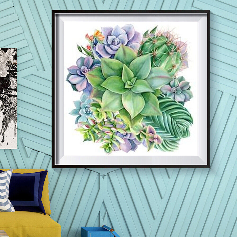 5D DIY Full Round Drill Diamond Painting Succulent Cross Stitch Craft Needlework