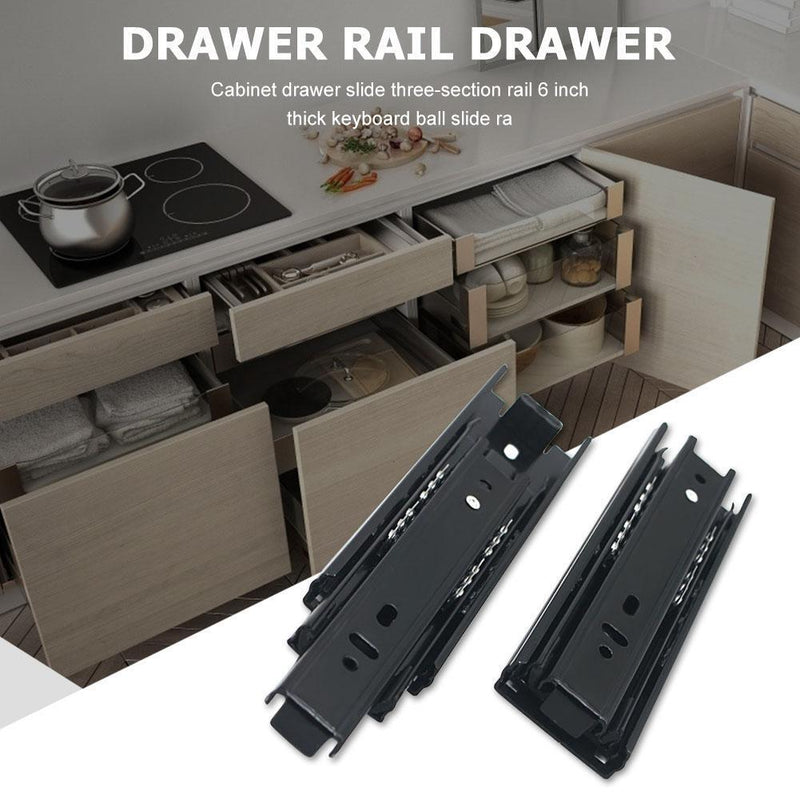6pcs 6 inch Cabinet Drawer Slide Three-Section Duffer Damping Mute Track