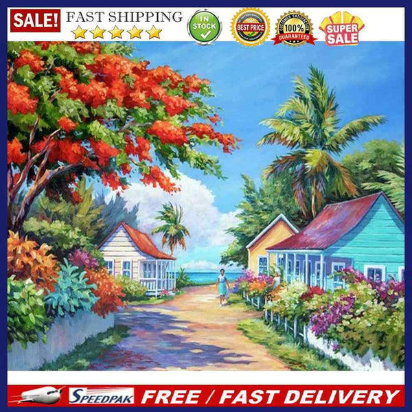 Seaside Scenery Oil Paint By Numbers DIY Acrylic Painting Home Decoration G