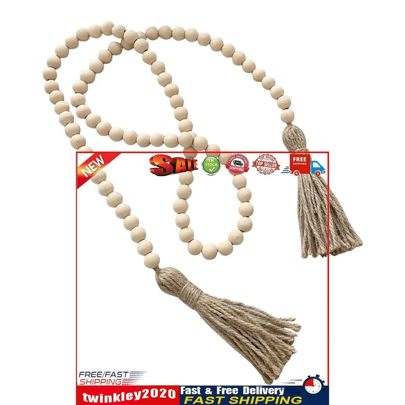 Decorative Beads & Tassels Wood Garland Farmhouse Decor Rustic Beads (2) Newly