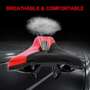 WEST BIKING Bicycle Saddle PU Leather MTB Hollow Seat Cushion (Black Red) Newly