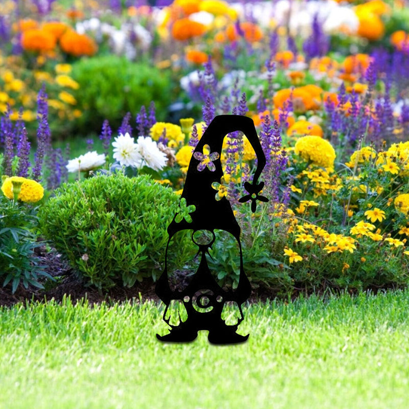 Gnomes Garden Decor, Ground Sign Silhouette for Outdoor, Lawn, Yard (2) Newly