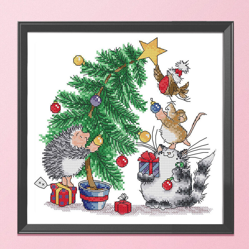Christmas Cross Stitch Kits 14CT Stamped Embroidery DIY Crafts (C357 Gift)