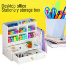 Inclined Wooden Pen Holder Fashion Desktop Office Storage Box with Drawer Newly