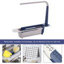 Telescopic Sink Storage Rack Holder Adjustable 2-in-1 Sink Organizer (Blue)