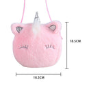 Kids Plush Cartoon Licorne Handbag Zipper Mini Casual Crossbody Bag (Pink)