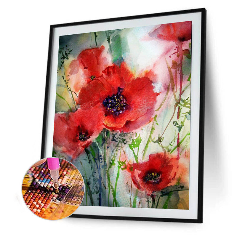Diamond Painting 5D Full Square Drill Mosaic DIY Red Flower Kit for Bedroom