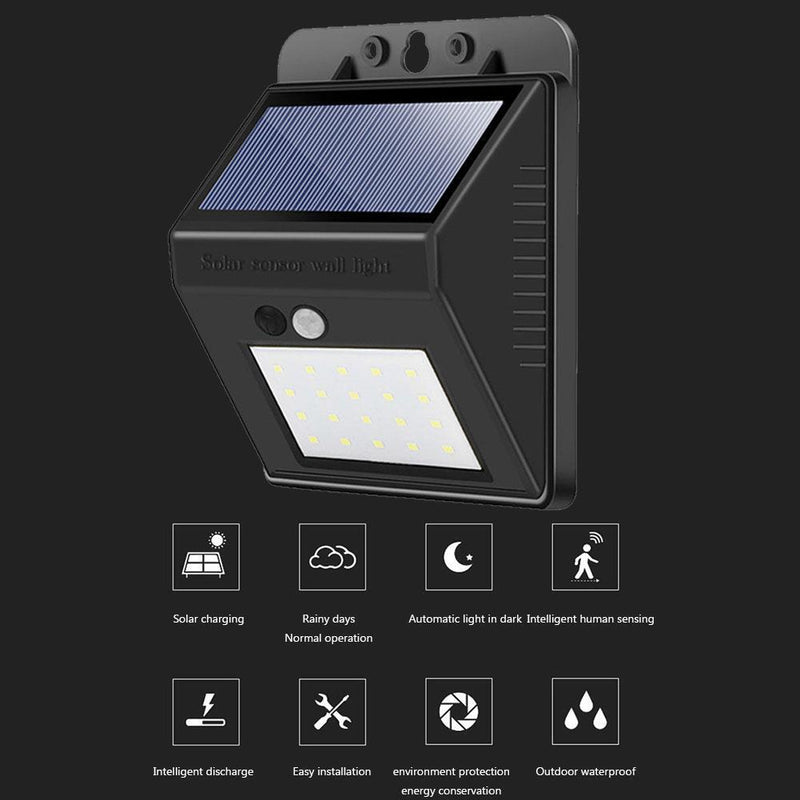 20 LED Outdoor Solar Wall Lighting Courtyard Porch Fence Light Lamp (03)