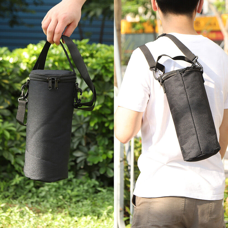 Outdoor Gas Canister Lamp Storage Bag Portable Water Bottle Cover (Black L)