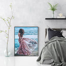 Beach Girl Back Oil Paint By Numbers DIY Canvas Wall Picture Craft Home Dec