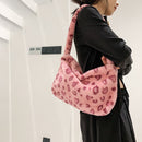 Women Leopard Plush Underarm Bags Winter Fluffy Handbags Ladies Party Clutches