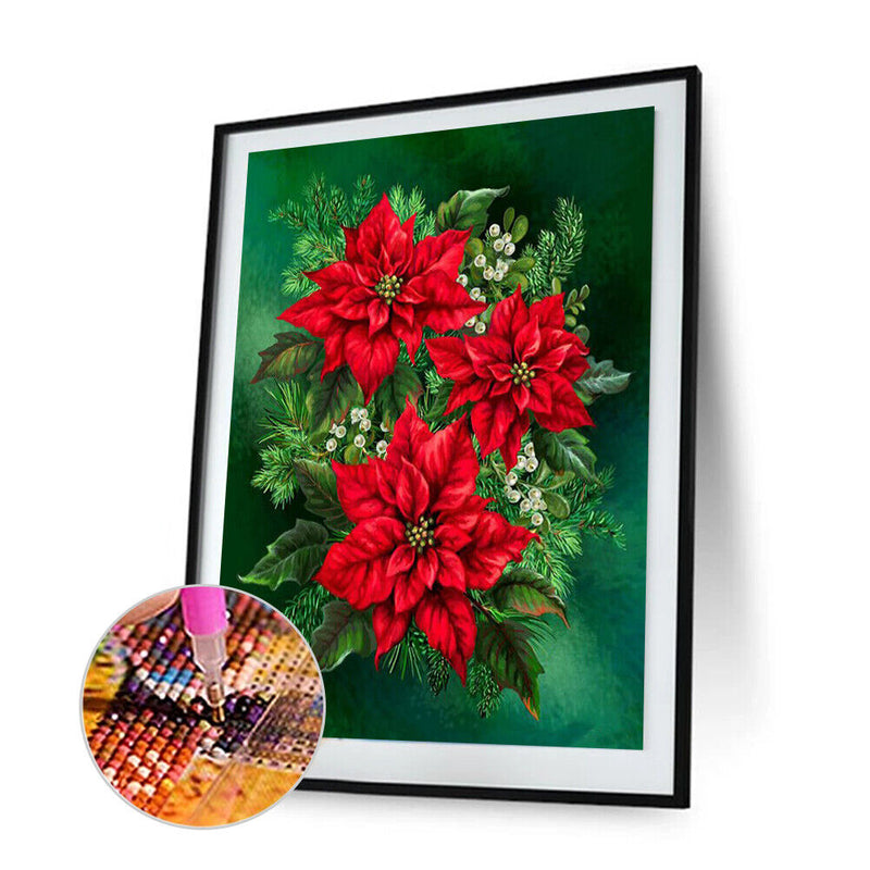 Diamond Painting Poinsettia Full Round Drill Picture of Rhinestone DIY Drawing