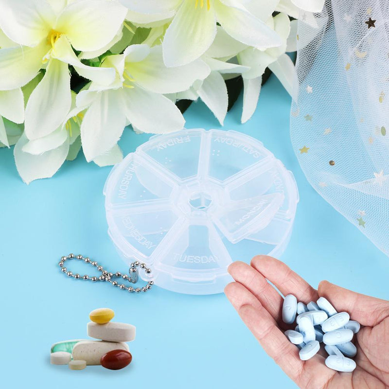 15pcs Portable 7 Day Weekly Round Drug Tablet Pill Box Medicine Splitters