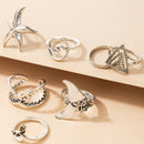 7pcs/set Ethnic Style Knuckle Rings Women Fish Simple Finger Rings Jewelry Gift