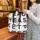 Fashion Women Canvas Letters Underarm Tote Shopping Bag Large Capacity Handbag