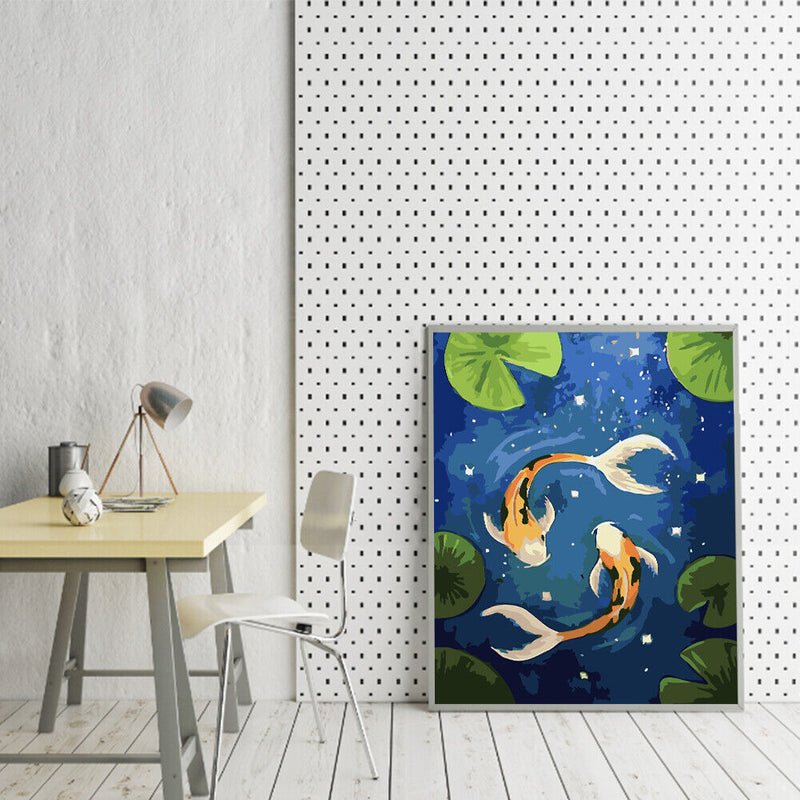 Goldfish in the Pond Oil Paint By Numbers DIY Canvas Wall Art Picture Home