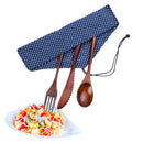 Cutter Portable Spoon Fork Wooden Cutlery Bamboo Flatware Reusable With Bags