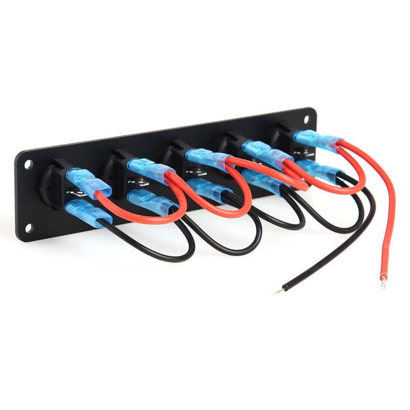 Waterproof 5 Gang Blue LED Rocker Switch Panel 12V 20A 24V 10A for Car Boat