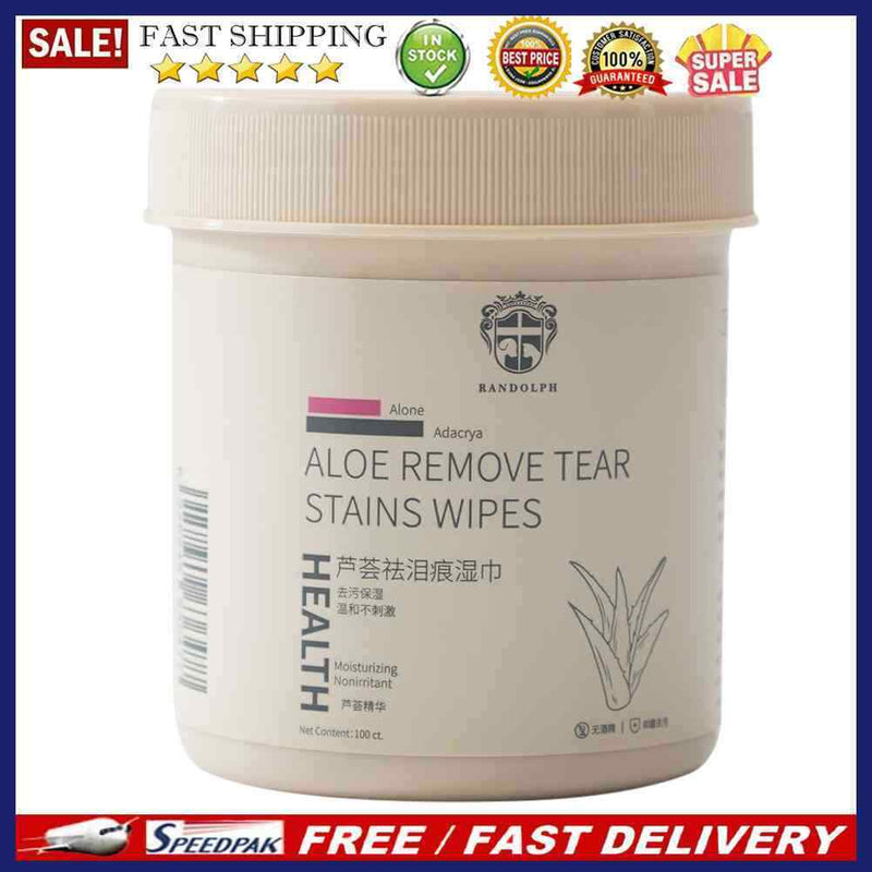 100pcs Pet Eye Wet Wipes Cat Dog Tear Stain Remover Cleaning Paper Towels