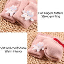 Flip Fingerless Gloves Warm Knitted Gloves Half Fingers Mittens Autumn Winter