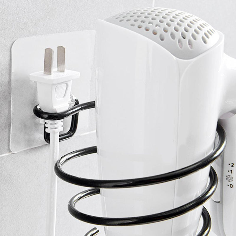 Saving Space Iron Spiral Stand Hair Dryer Rack Durable Holder Bathroom Shelves