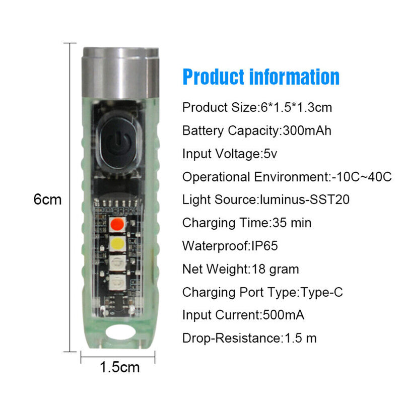Keychain LED Flashlight Mini Pocket Torch for Outdoor EDC Emergency (Green)