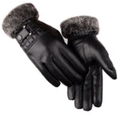Men Windproof Thicken Warm Leather Mittens Touch Screen Gloves Faux Fur Gloves