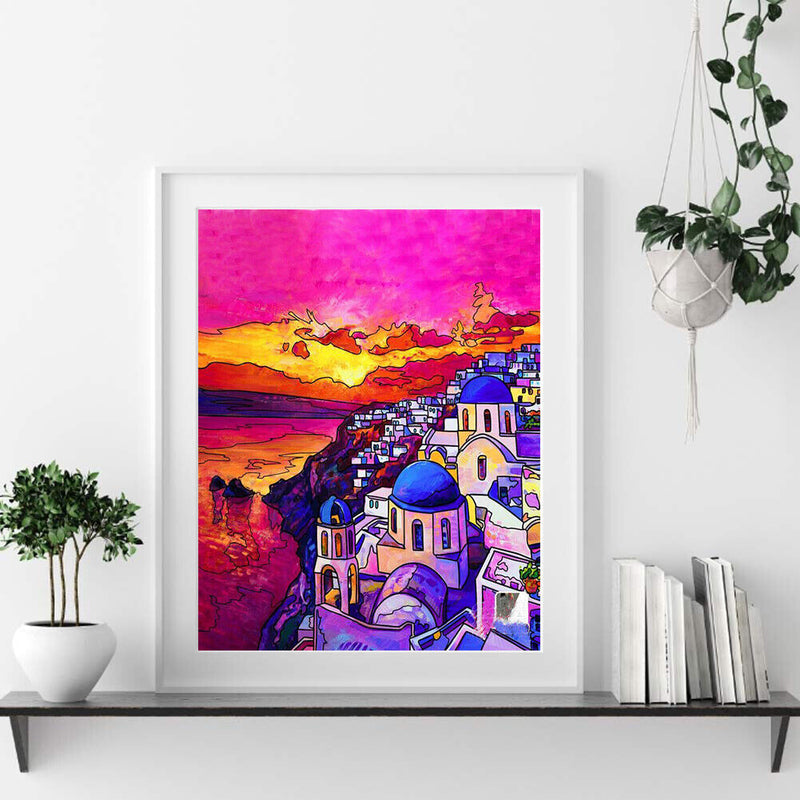 Sunset Town Oil Paint By Numbers DIY Coloring Picture Kits for Adults Children