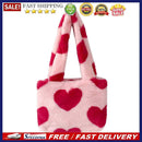 Women Love Heart Print Plush Shoulder Bag Fashion Winter Large Capacity Handbags