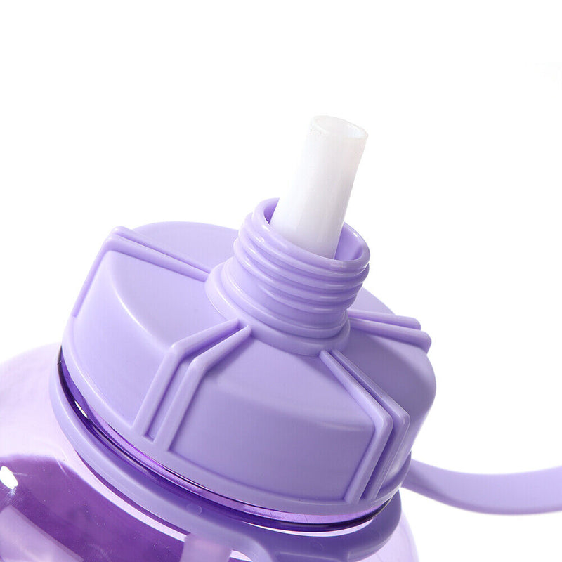 Portable Women Summer Gym Water Bottle Straw Large Capacity (Purple 2000ml)
