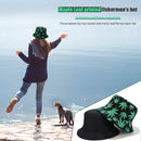 Cotton Fisherman Hats Women Men Leaf Double-sided Basin Caps (Green+Black)