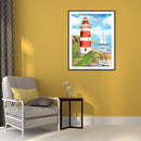 5D DIY Full Round Drill Diamond Painting Seaside Lighthouse Pattern Mosaic Ki