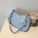 Fashion Women Underarm Bag Solid Color Nylon Chain Shoulder Bag Lady Handbag