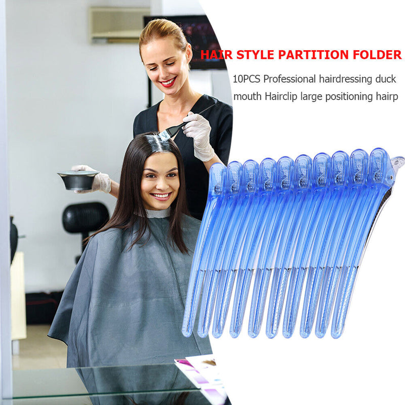 10pcs Hair Care Clip Stainless Steel Hairdressing Sectioning Clamp (Blue) Newly