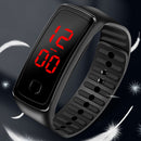 LED Silicone Bracelet Digital Children Men Women Sport Wrist Watch (Black) Newly