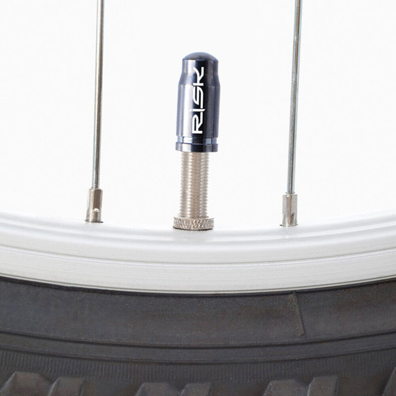 RISK MTB Road Bike Valve Cap Set Dustproof Tire Valve Cover (Black FV+Tool)