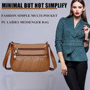 Fashion Women Shoulder Bag PU Leather Solid Messenger Multi-pocket Purse Handbag