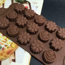 15-Cavity Silicone Flower Rose Chocolate Cake Soap Tray I0E2 Molds Ice Q7Z3 G8S6