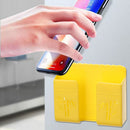 Wall Mounted Storage Box Mobile Phone Plug Remote Control Holder (Yellow) Newly