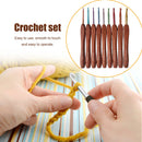 Wooden Handle Aluminum Crochet Hooks Set Knitting Needles Sweater Yarn Accessory