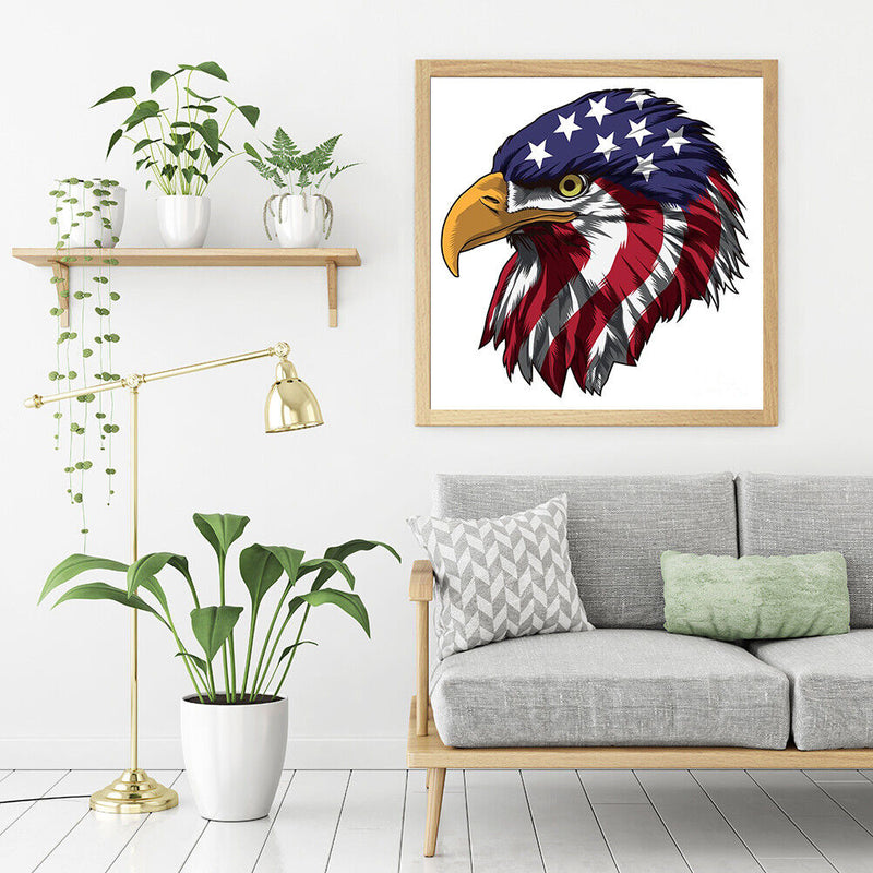 Hand Painted on Canvas DIY Flag Eagle Oil Paint By Numbers Drawing Kit Ornaments