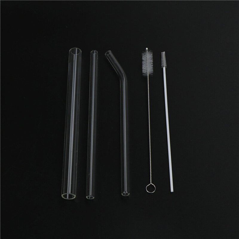Wedding Drinking Reusable Clean Brush Glass Straws Plastic Box Straight Bent