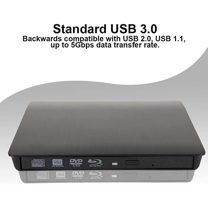 USB 3.0 SATA External DVD CD-ROM RW Player Optical Drive Enclosure (Black)