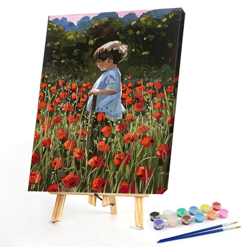 Flower Shrubs Boy Oil Paint By Numbers Kit DIY Frameless Drawing for Adults
