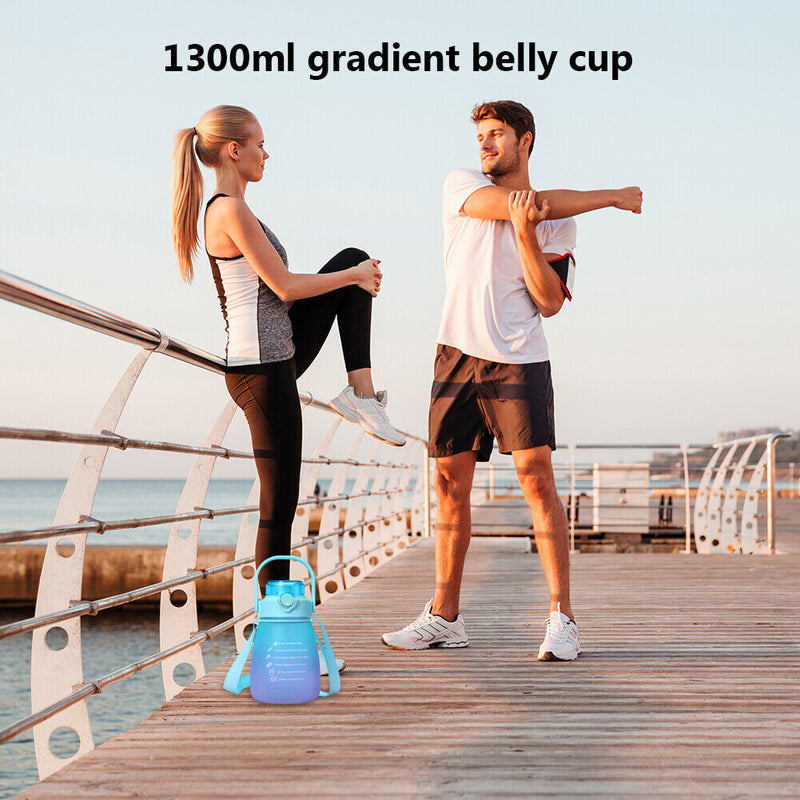 Gradient Water Bottle Portable Sports Leakproof Marker Water Kettle (B) Newly