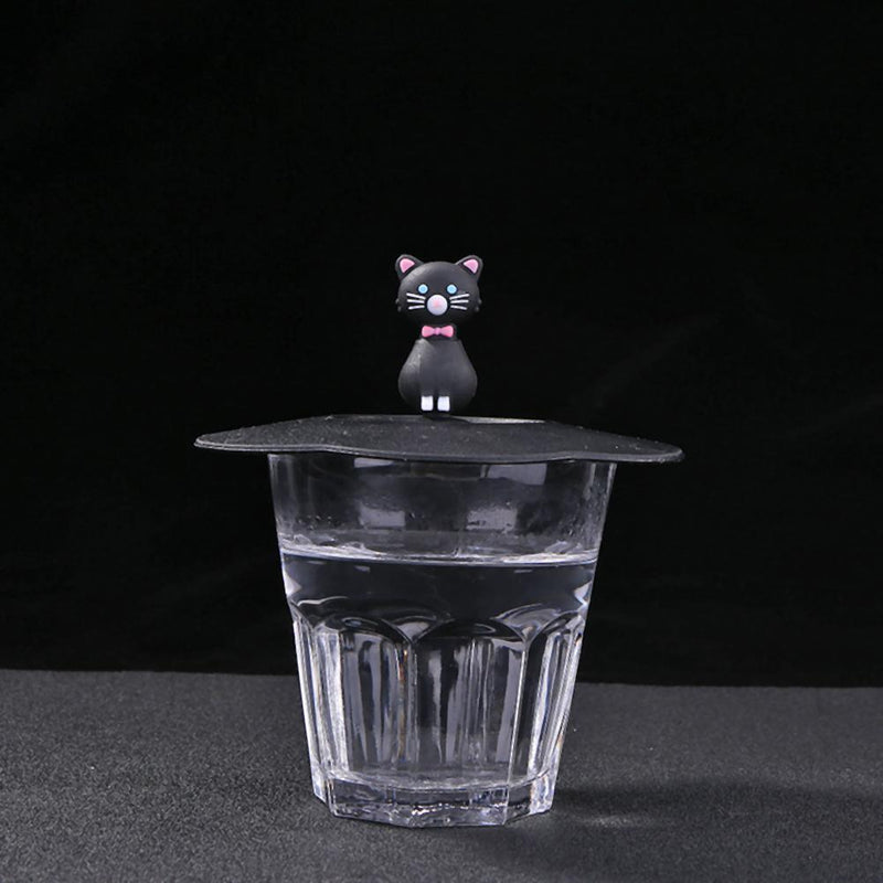 Torx Silicone Cup Cover Heat-resistant Leak Proof Cartoon Lid (Black Cat)