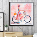 Riding Bicycle Girl DIY 5D Mosaic Full Round Drill Diamond Painting Picture
