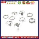 9pcs European Hollow Heart-Shape Simple Knuckle Ring for Women Valentine Jewelry